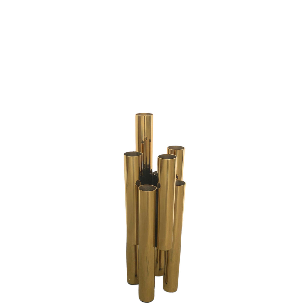 Polished Gold Metal Clustered Cylinder Vase