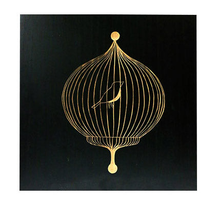 Bird Cage Wooden Panel