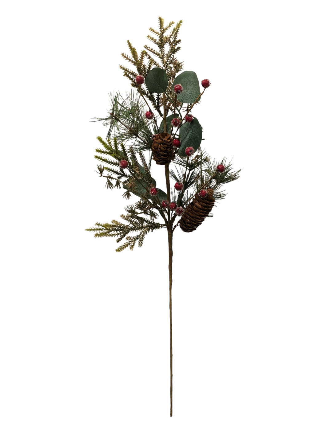 Christmas Spray with Red Berries & Pine Cones 62cm.