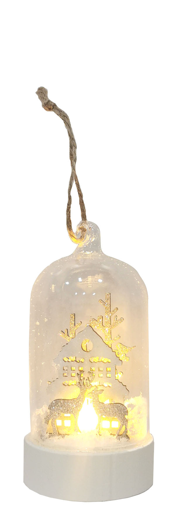 Glass ball with Wood Deer & House & Tree Hanging (with led light)